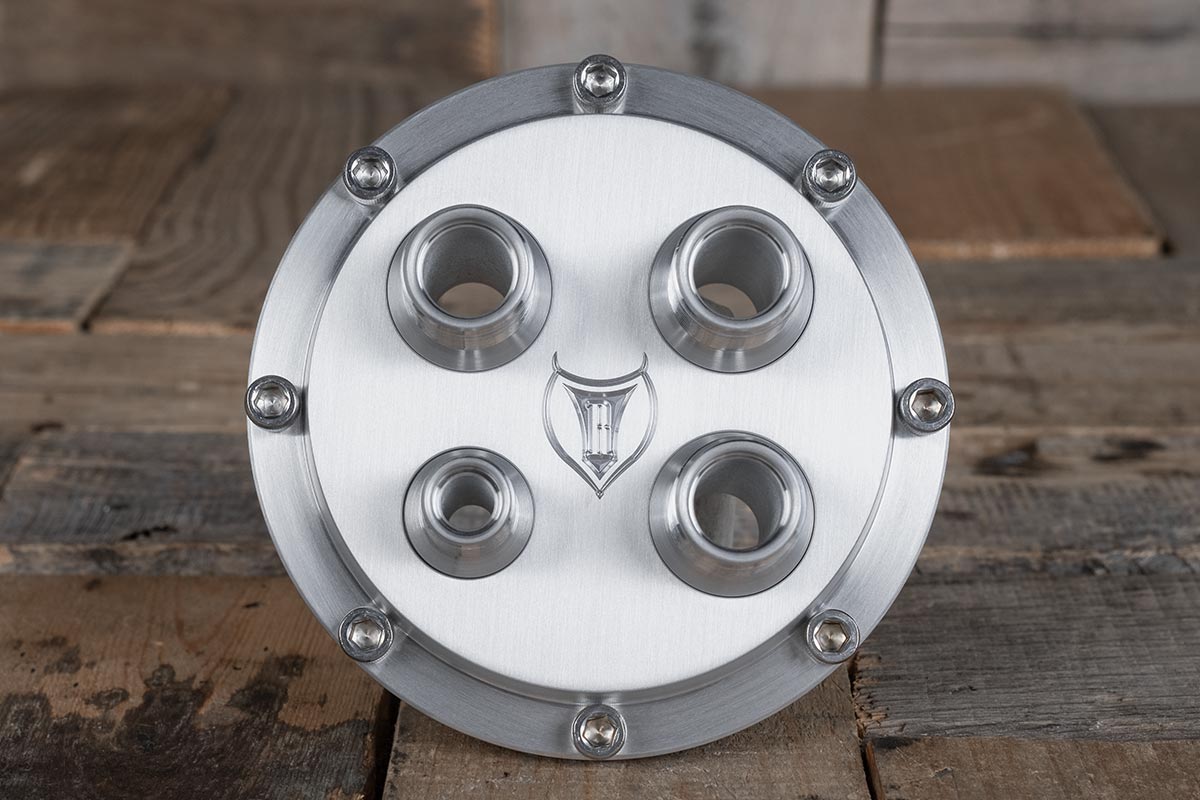 products RESTOMOD AIR BULKHEAD DIABLO ROUND SATIN CAP FRONT products RESTOMOD AIR CNC Machined BULKHEAD DIABLO ROUND SATIN CAP FRONT